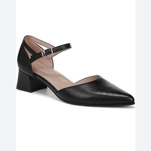 Naturalizer Black Pointed-Toe Ankle-Strap Block Heel